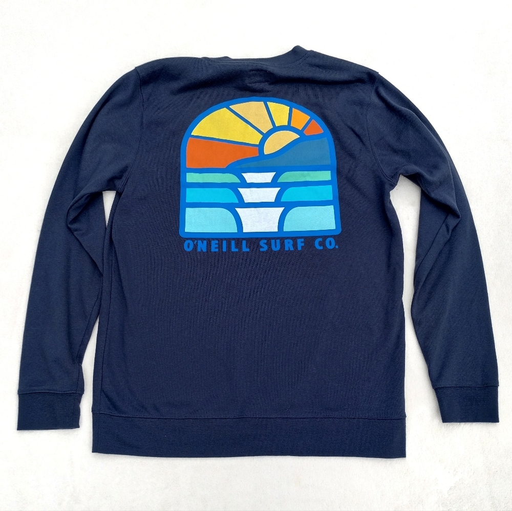 O'Neill Men's Size Small Navy Blue Stained Glass Graphic Print Sweatshirt Surf